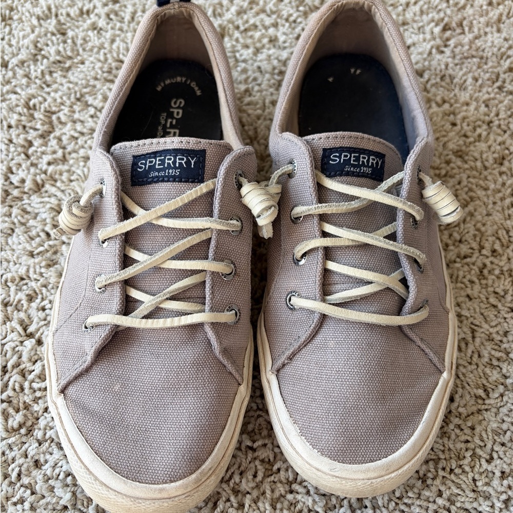 Sperry Topsiders Women’s Size 7.5 Gray Canvas Crest Vibe Sneakers F5